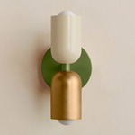 Up Down Slim Wall Sconce - Reed Green Canopy / Bone Upper Shade