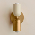 Up Down Slim Wall Sconce - Brass Canopy / Bone Upper Shade