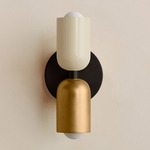 Up Down Slim Wall Sconce - Blackened Brass Canopy / Bone Upper Shade