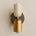 Up Down Slim Wall Sconce - Pewter Canopy / Bone Upper Shade