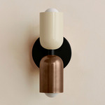 Up Down Slim Wall Sconce - Black Canopy / Bone Upper Shade