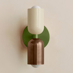 Up Down Slim Wall Sconce - Reed Green Canopy / Bone Upper Shade