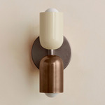 Up Down Slim Wall Sconce - Pewter Canopy / Bone Upper Shade