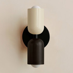 Up Down Slim Wall Sconce - Black Canopy / Bone Upper Shade