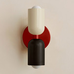 Up Down Slim Wall Sconce - Oxide Red Canopy / Bone Upper Shade
