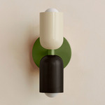 Up Down Slim Wall Sconce - Reed Green Canopy / Bone Upper Shade