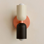 Up Down Slim Wall Sconce - Peach Canopy / Bone Upper Shade