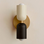 Up Down Slim Wall Sconce - Brass Canopy / Bone Upper Shade