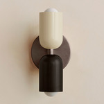 Up Down Slim Wall Sconce - Pewter Canopy / Bone Upper Shade