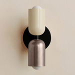 Up Down Slim Wall Sconce - Black Canopy / Bone Upper Shade