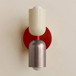 Up Down Slim Wall Sconce - Oxide Red Canopy / Bone Upper Shade
