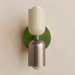 Up Down Slim Wall Sconce - Reed Green Canopy / Bone Upper Shade