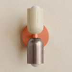 Up Down Slim Wall Sconce - Peach Canopy / Bone Upper Shade