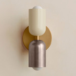 Up Down Slim Wall Sconce - Brass Canopy / Bone Upper Shade