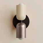 Up Down Slim Wall Sconce - Blackened Brass Canopy / Bone Upper Shade
