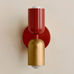 Up Down Slim Wall Sconce - Oxide Red Canopy / Oxide Red Upper Shade