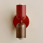 Up Down Slim Wall Sconce - Oxide Red Canopy / Oxide Red Upper Shade