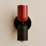 Up Down Slim Wall Sconce - Black Canopy / Oxide Red Upper Shade