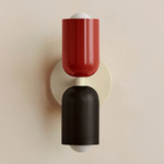 Up Down Slim Wall Sconce - Bone Canopy / Oxide Red Upper Shade