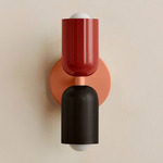 Up Down Slim Wall Sconce - Peach Canopy / Oxide Red Upper Shade
