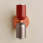 Up Down Slim Wall Sconce - Peach Canopy / Oxide Red Upper Shade