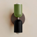 Up Down Slim Wall Sconce - Pewter Canopy / Reed Green Upper Shade