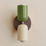 Up Down Slim Wall Sconce - Pewter Canopy / Reed Green Upper Shade