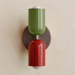 Up Down Slim Wall Sconce - Pewter Canopy / Reed Green Upper Shade