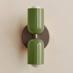 Up Down Slim Wall Sconce - Pewter Canopy / Reed Green Upper Shade