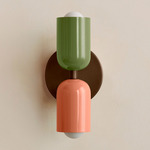 Up Down Slim Wall Sconce - Patina Brass Canopy / Reed Green Upper Shade