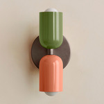 Up Down Slim Wall Sconce - Pewter Canopy / Reed Green Upper Shade