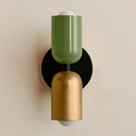 Up Down Slim Wall Sconce - Black Canopy / Reed Green Upper Shade