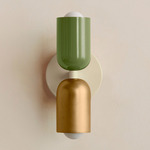 Up Down Slim Wall Sconce - Bone Canopy / Reed Green Upper Shade