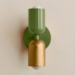 Up Down Slim Wall Sconce - Reed Green Canopy / Reed Green Upper Shade