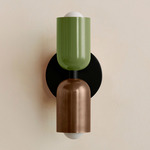 Up Down Slim Wall Sconce - Black Canopy / Reed Green Upper Shade