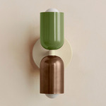 Up Down Slim Wall Sconce - Bone Canopy / Reed Green Upper Shade