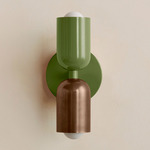 Up Down Slim Wall Sconce - Reed Green Canopy / Reed Green Upper Shade
