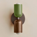 Up Down Slim Wall Sconce - Pewter Canopy / Reed Green Upper Shade