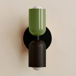 Up Down Slim Wall Sconce - Black Canopy / Reed Green Upper Shade