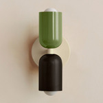 Up Down Slim Wall Sconce - Bone Canopy / Reed Green Upper Shade