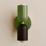 Up Down Slim Wall Sconce - Reed Green Canopy / Reed Green Upper Shade