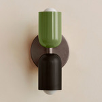 Up Down Slim Wall Sconce - Pewter Canopy / Reed Green Upper Shade