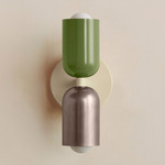 Up Down Slim Wall Sconce - Bone Canopy / Reed Green Upper Shade