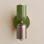 Up Down Slim Wall Sconce - Reed Green Canopy / Reed Green Upper Shade