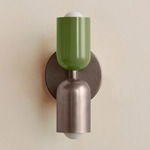 Up Down Slim Wall Sconce - Pewter Canopy / Reed Green Upper Shade