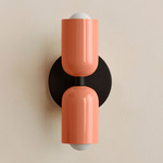 Up Down Slim Wall Sconce - Blackened Brass Canopy / Peach Upper Shade