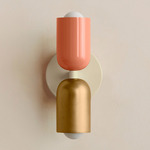 Up Down Slim Wall Sconce - Bone Canopy / Peach Upper Shade