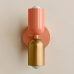 Up Down Slim Wall Sconce - Peach Canopy / Peach Upper Shade