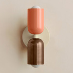 Up Down Slim Wall Sconce - Bone Canopy / Peach Upper Shade