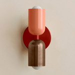 Up Down Slim Wall Sconce - Oxide Red Canopy / Peach Upper Shade